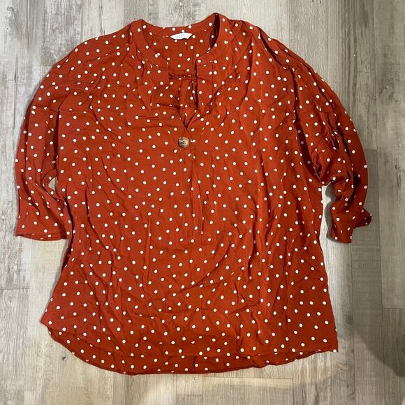 Papaya Women's Orange Polka Dot Viscose Basic Blouse size 16 W - Picture 11 of 11